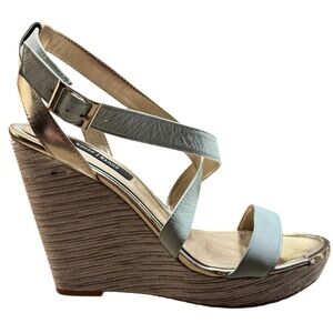 NEW! White House Black Market Shay Wedge Platform Mint Gold Women Size…